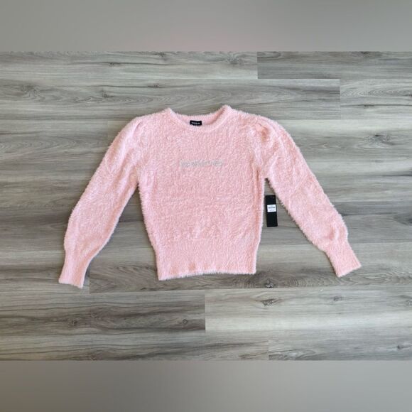 bebe sweater, pink plush, Y2K, 00's large NWT - Picture 1 of 7